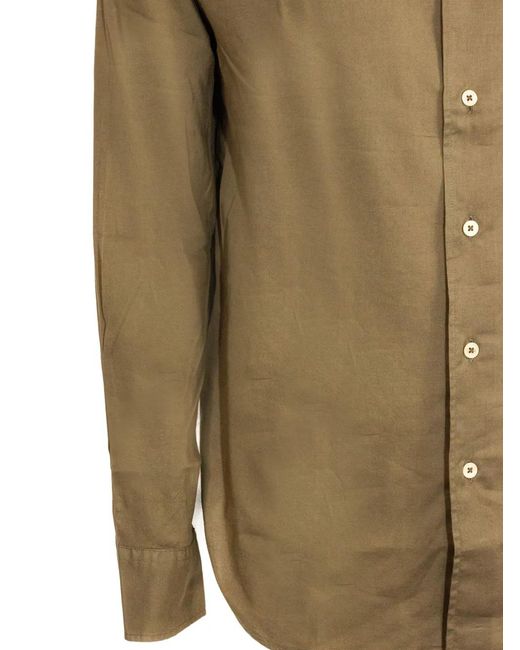Fedeli Green Buttoned Long-Sleeve Shirt for men