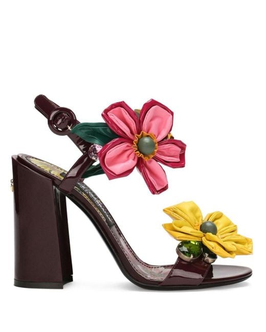 Dolce & Gabbana Pink Floral-appliqué Ankle-strap Sandals