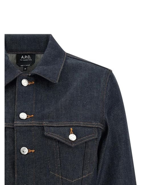A.P.C. Blue Dion Contrast-Stitching Jacket