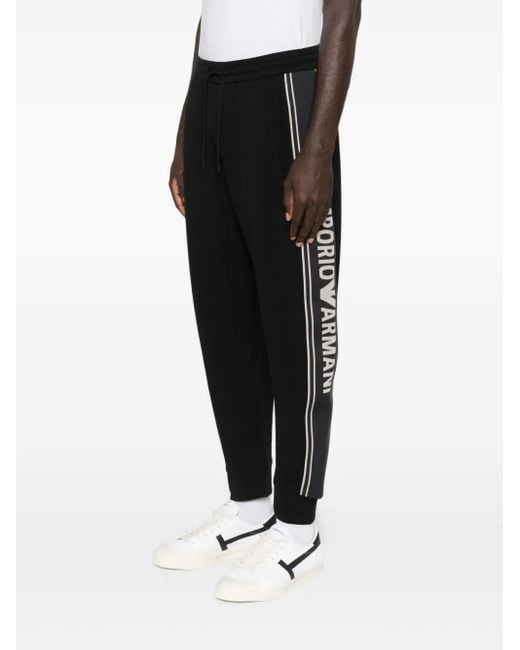 Emporio Armani Black Logo-Detail Track Pants for men
