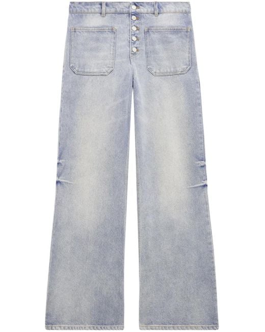 Courreges Blue Multiflex Logo-Embroidered Jeans