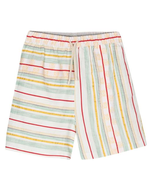 メンズ Loewe Anagram-jacquard Striped Shorts White