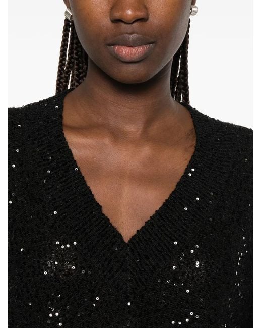 Brunello Cucinelli Black Sequin-Embellished Sweater