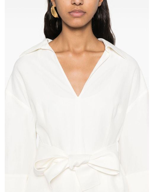 P.A.R.O.S.H. White V-Neck Blouse