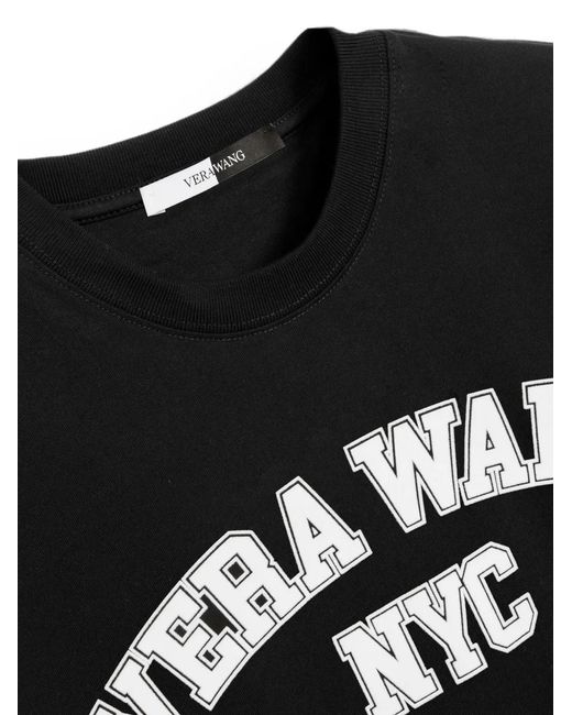Vera Wang Black T-Shirt College À Manches Courtes En Coton