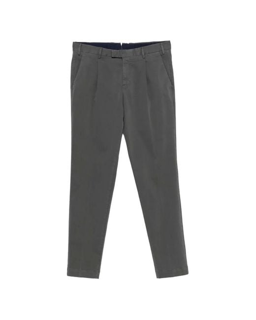 PT Torino Gray Master Belt-Loop Trousers for men