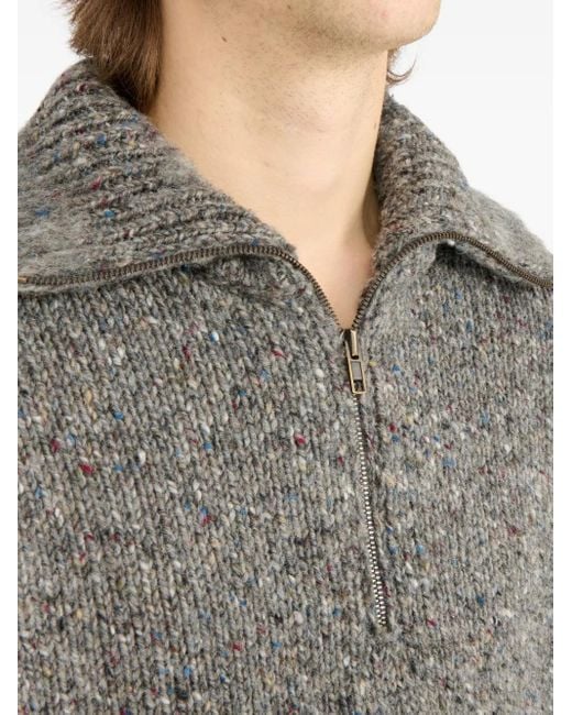 Maison Margiela Gespikkelde Trui Met Halve Rits in het Gray voor heren