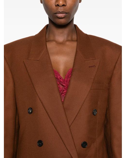 Saint Laurent Brown Double-Breasted Cashmere Jacket