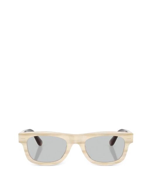 Brunello Cucinelli White Panama Square-Frame Sunglasses for men