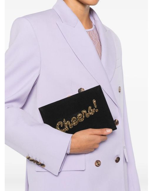 Olympia Le-Tan Black Cheers Beaded Mini Bag