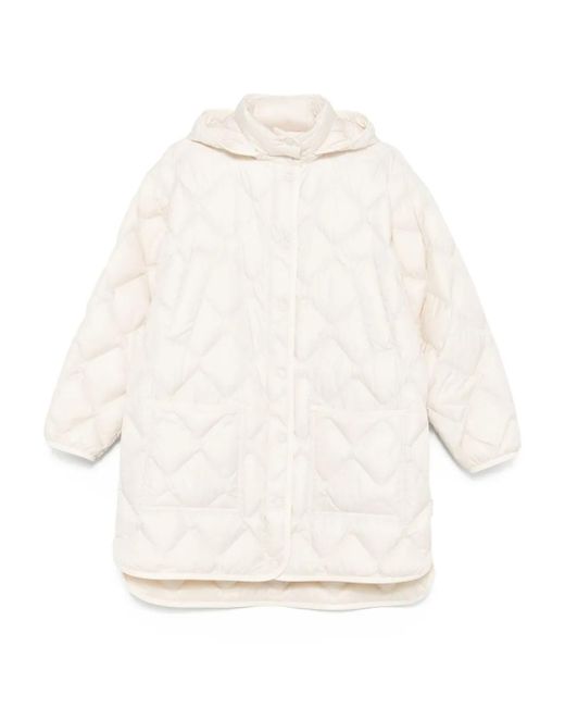 Cappotto Trapuntato Con Cappuccio di Woolrich in White