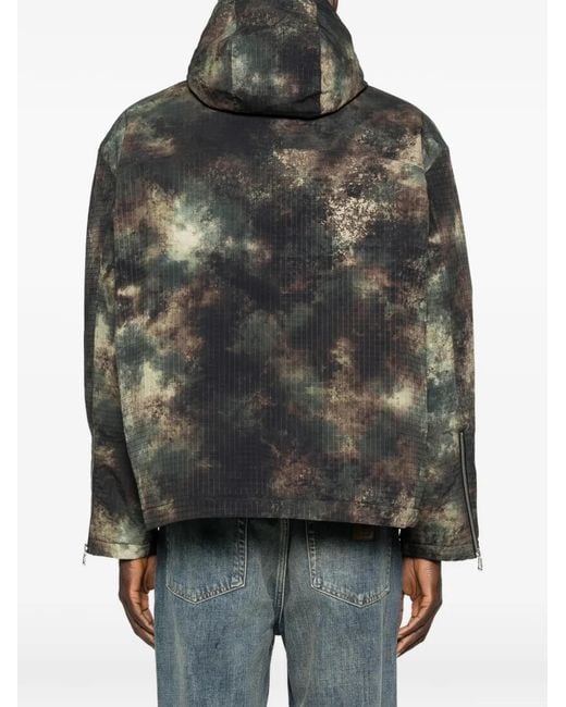 Cole Buxton Black Camouflage-Pattern Hooded Jacket for men