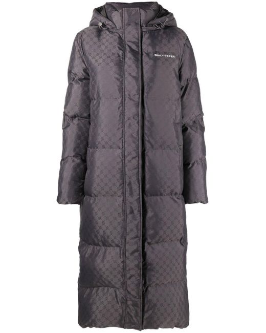 Daily Paper Gray Nisbeth Monogram Jacquard Long Puffer Coat