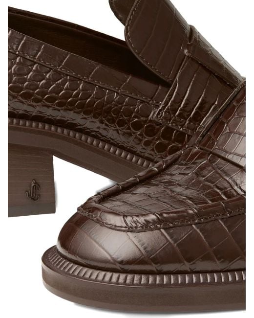 Jimmy Choo Brown Tylor 60 Leather Heeled Loafers