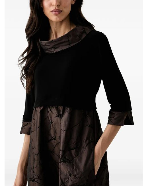 Joseph Ribkoff Black Marble-Print Cowl-Neck Mini Dress