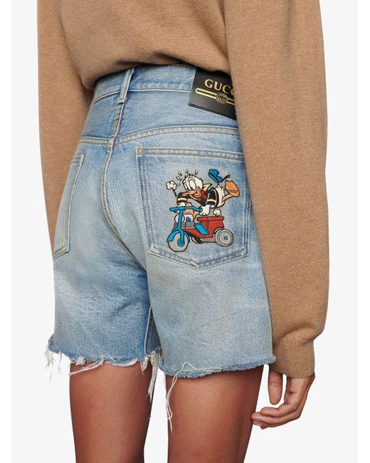 Gucci Blue Disney X Donald Duck Eco Denim Shorts for men