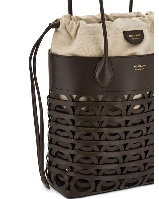 Ferragamo Black Medium Gancini Tote Bag