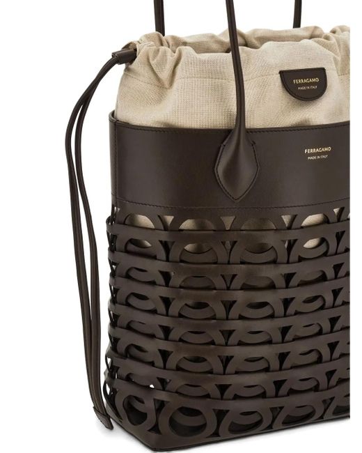 Borsa Tote Gancini Piccola di Ferragamo in Black