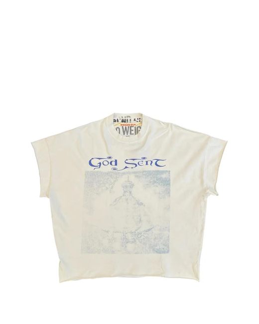 Secnd Slf White God Sent Graphic-Print Cap-Sleeve T-Shirt for men