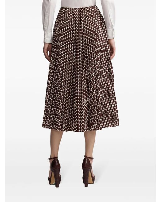 Ralph Lauren Brown Abstract Pattern Midi-Skirt