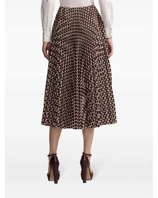 Ralph Lauren Brown Abstract Pattern Midi-Skirt