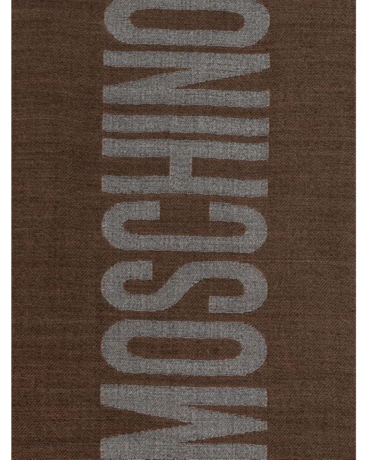 Moschino Brown Logo-Detail Wool Scarf