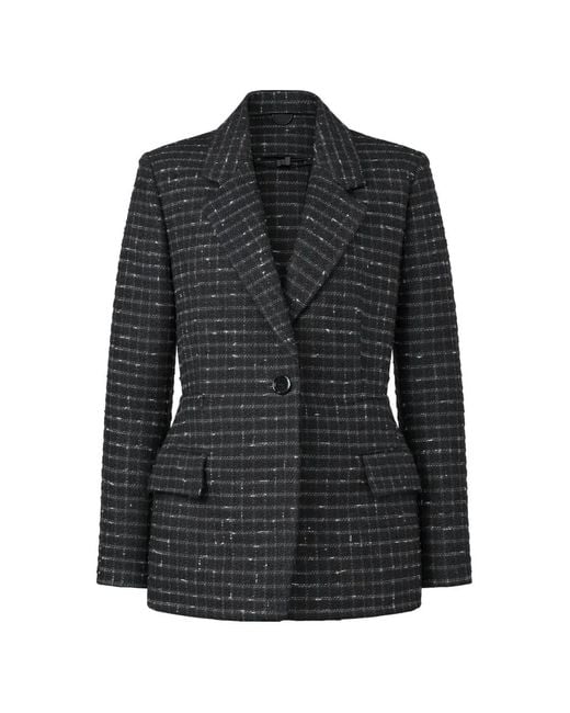 MSGM Black Checked Single-Breasted Blazer