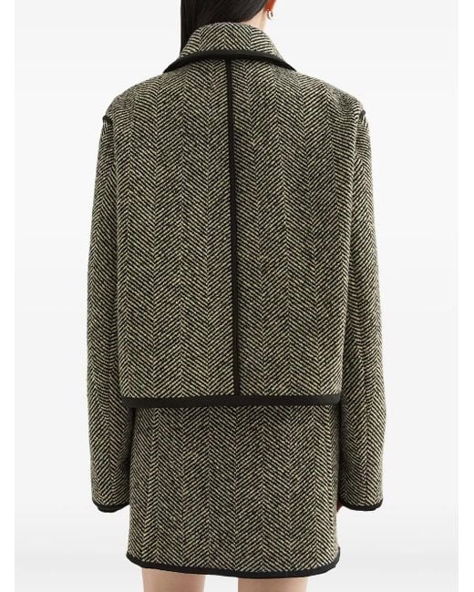 Jil Sander Green Sakko Mit Fischgrätenmuster