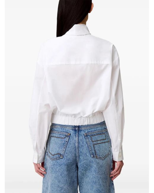 Claudie Pierlot White Bow-Fastening Shirt