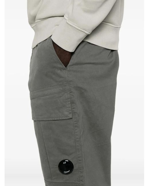C P Company Gray Cargo-Pockets Straight-Leg Trousers for men