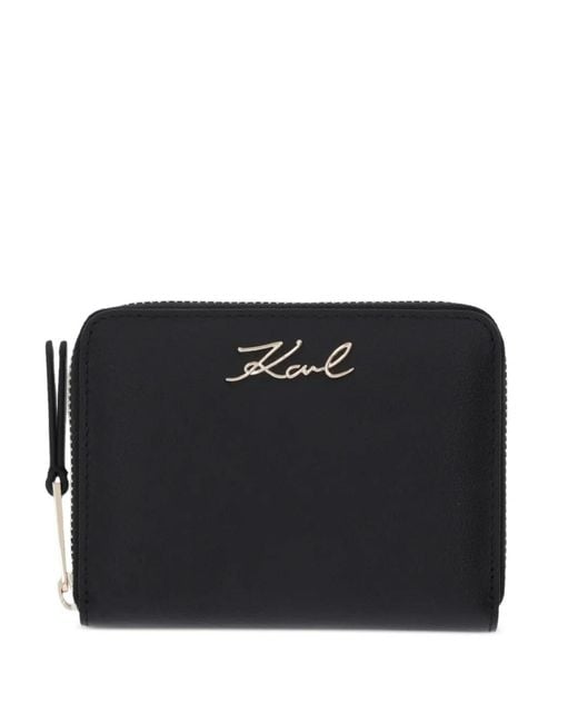 Karl Lagerfeld Black Logo Zip Wallet