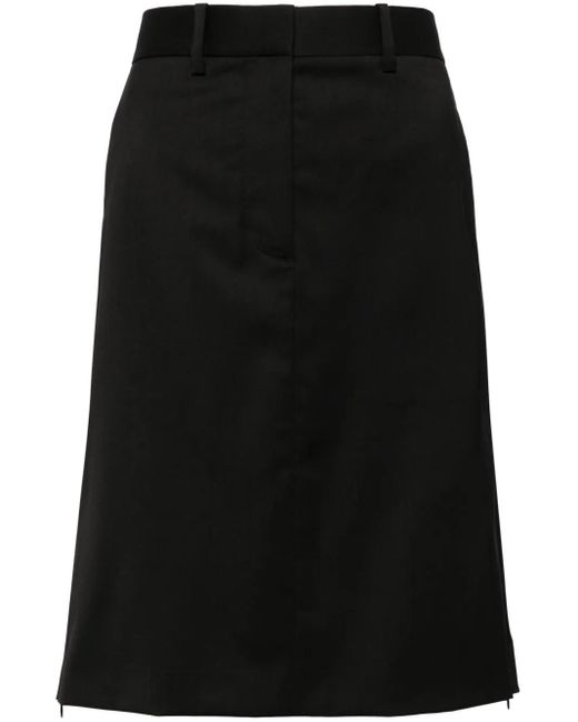 Helmut Lang Black Straight Wool Skirt
