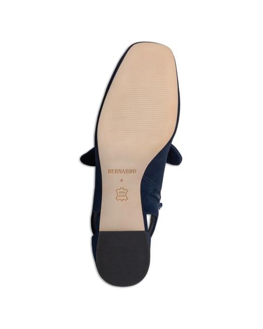 Bernardo Blue Bow-Detail Slingback Pumps
