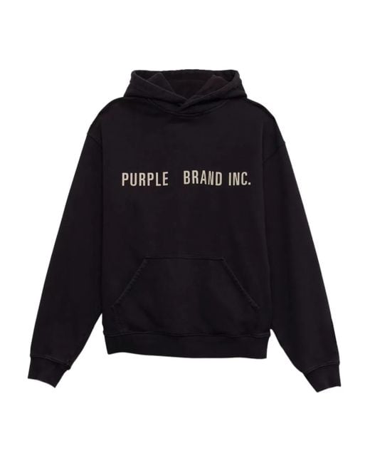 Purple Brand Black Artifact Diamond-Pattern Hoodie for men