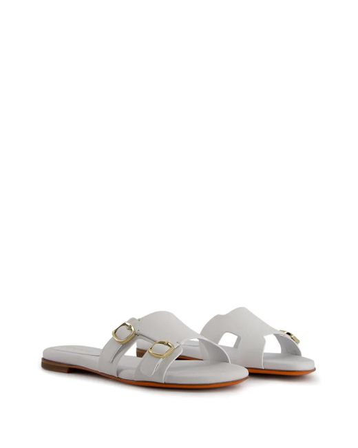 Santoni White Didi Pantoletten