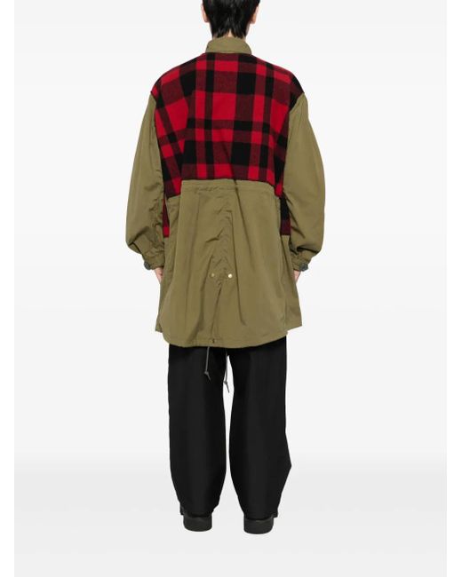 Junya Watanabe Red Checked Fishtail Parka for men