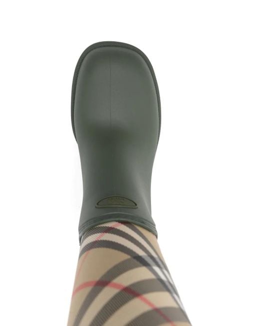 Burberry Green Marsh Check-Pattern Block-Heel Boots