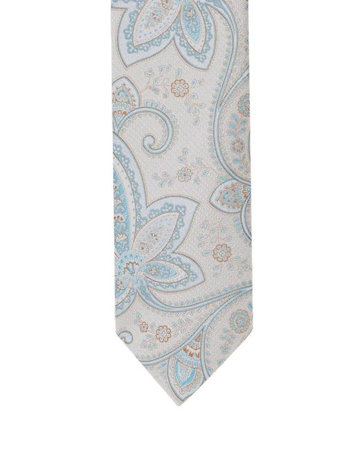 Etro White Paisley-Pattern Tie for men