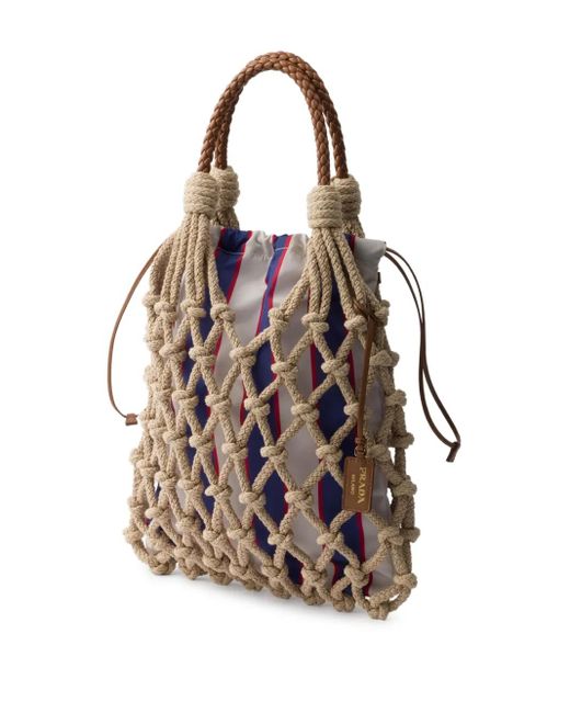 Prada Natural Medium Macramé Tote Bag