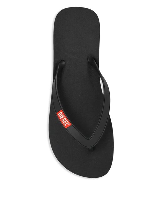 DIESEL Black Sa-Rio Logo Flip Flops for men
