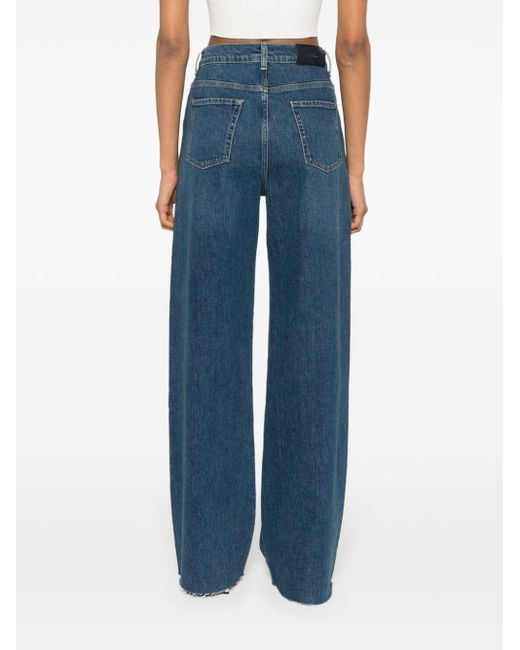 7 For All Mankind Blue Weite High-Rise-Jeans