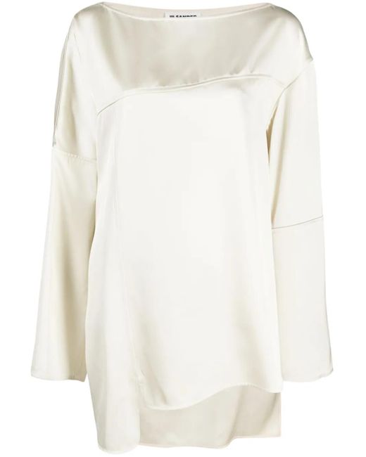 Jil Sander White Seam-Detail Crepe Blouse