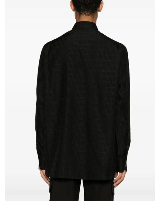 Valentino Garavani Black Toile Iconographe-Print Poplin Shirt for men
