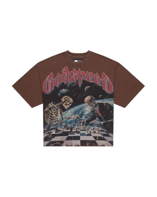 Godspeed Brown Checkmate Graphic-Print T-Shirt for men