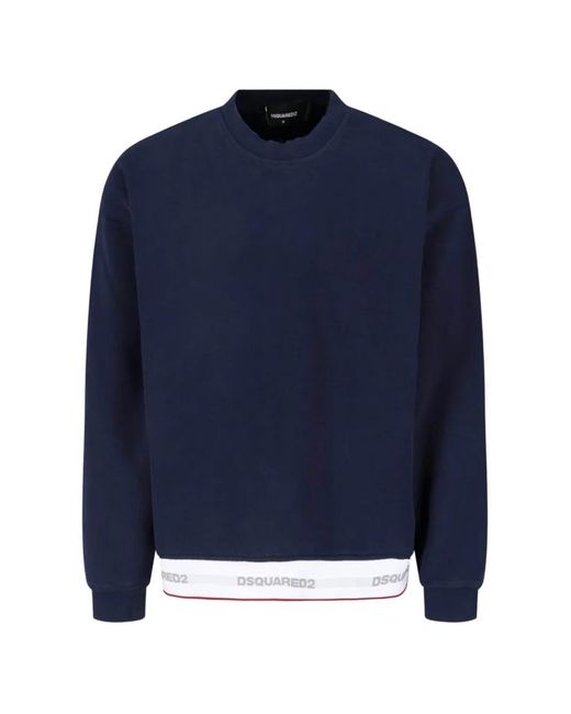 DSquared² Blue Logo-Waistband Cotton Sweatshirt for men