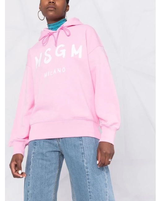 Sudadera Con Capucha Y Logo Estampado MSGM de color Pink