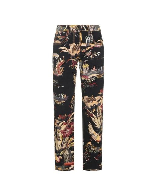 Etro Black Graphic-Print Jeans