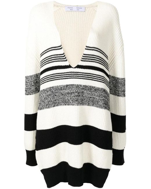 Proenza Schouler White Horizontal-Stripe V-Neck Jumper