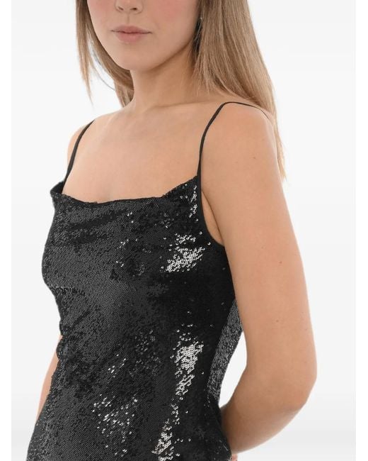 AllSaints Black Sequin-Embellished Sleeveless Mini Dress
