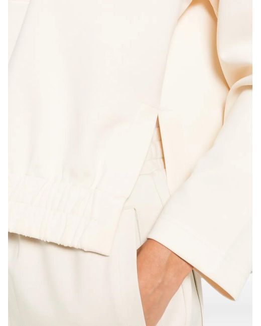 Psophia Natural Drawstring-Hood Elasticated-Hem Hoodie